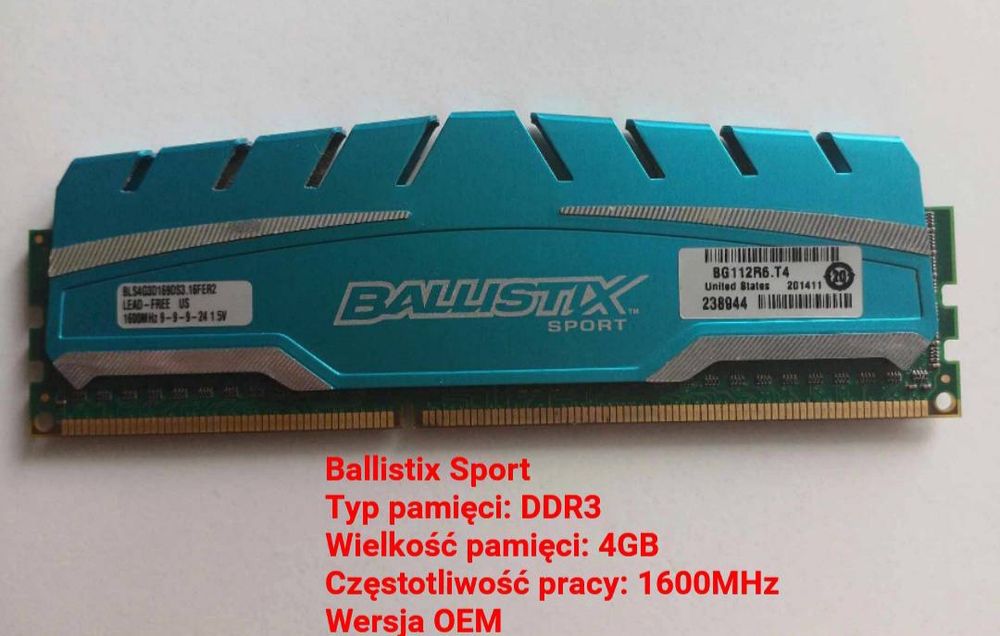 Dwie kości RAM 12 GB (4+8 GB)