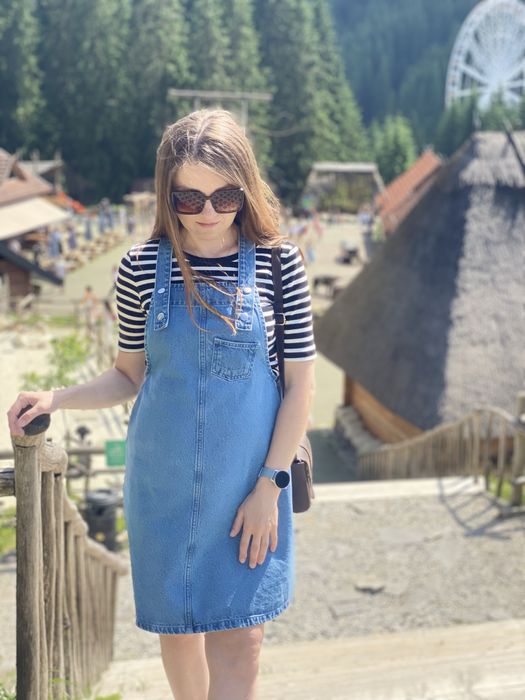 Сарафан одяг комбінезон джинсовий для вагітних розмір 36