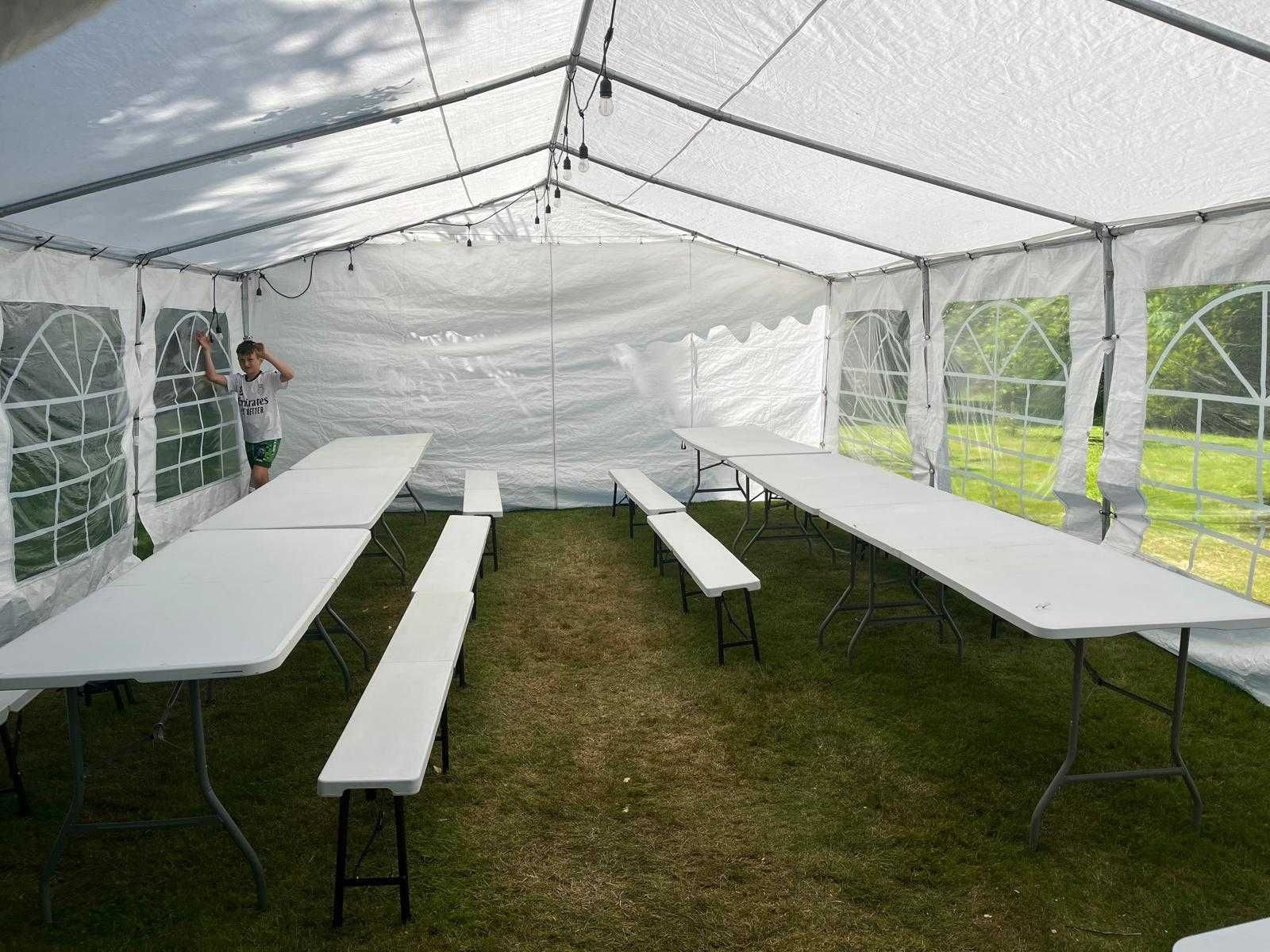 Wynajem namiotu biesiadnego, imprezowego Oświetlenie stoły ławy gratis