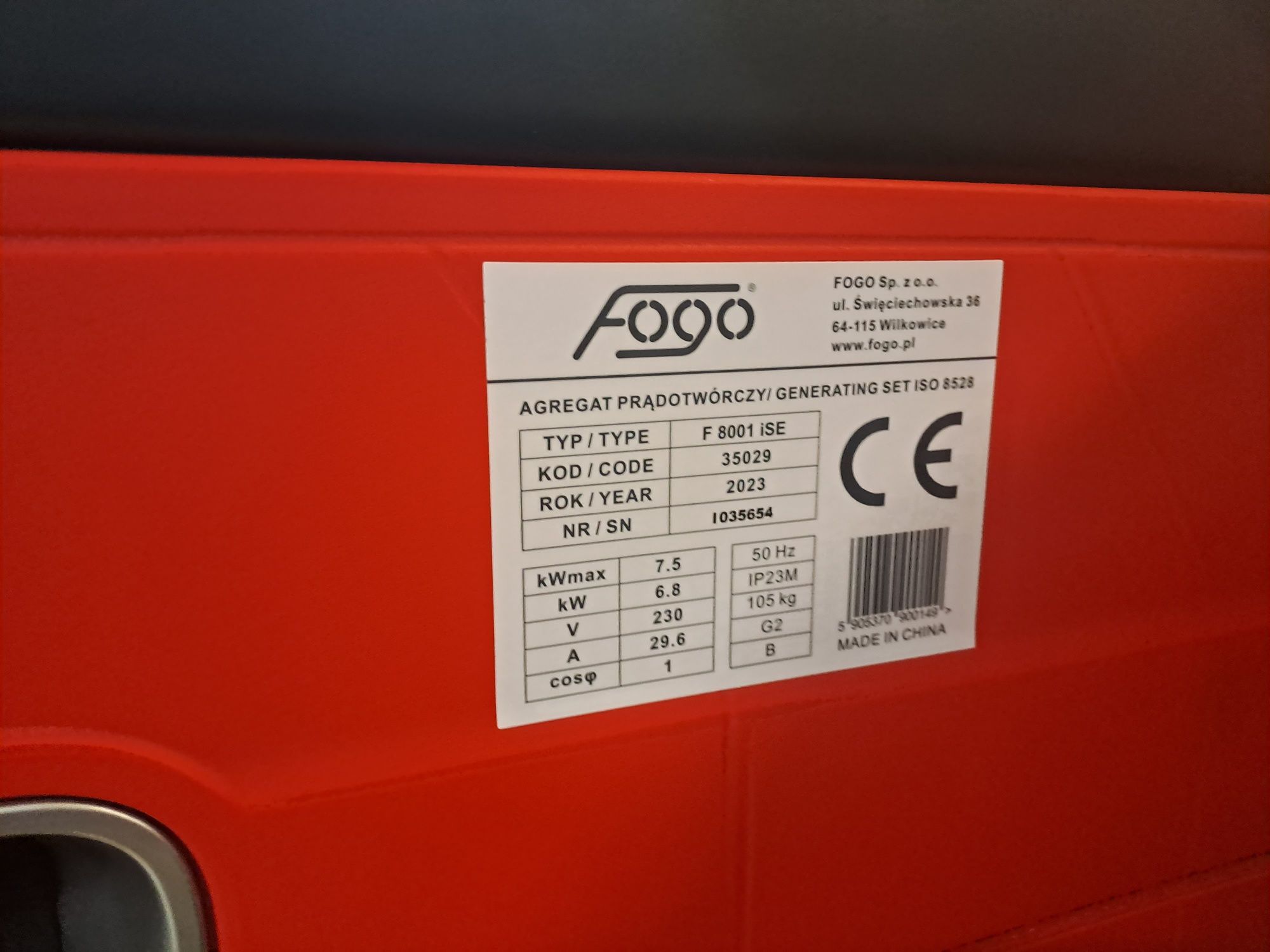 Agregat prądotwórczy inwertorowy F 800 1iSE