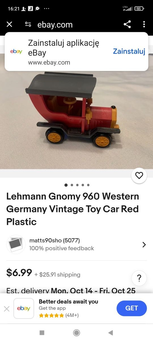 Stary vintage Samochodzik Lehmann Gnomy 960 Western Germany lata 70