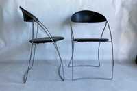 Nowoczesne designerskie krzesło składane czarne skórzane