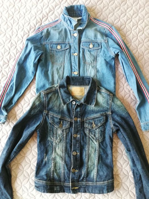 Kurtka jeansowa zestaw z lampasem rozmiar r. S M vintage retro basic