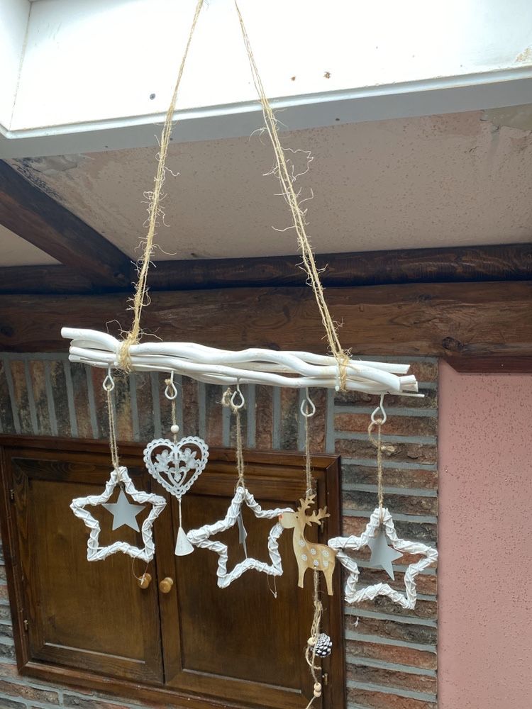 Drewno metaloplastyka metal sznurek Boże Narodzenie handmade