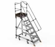 Drabina magazynowa podest jezdny HIGHER S-8706-Y 6 stopnie + podest