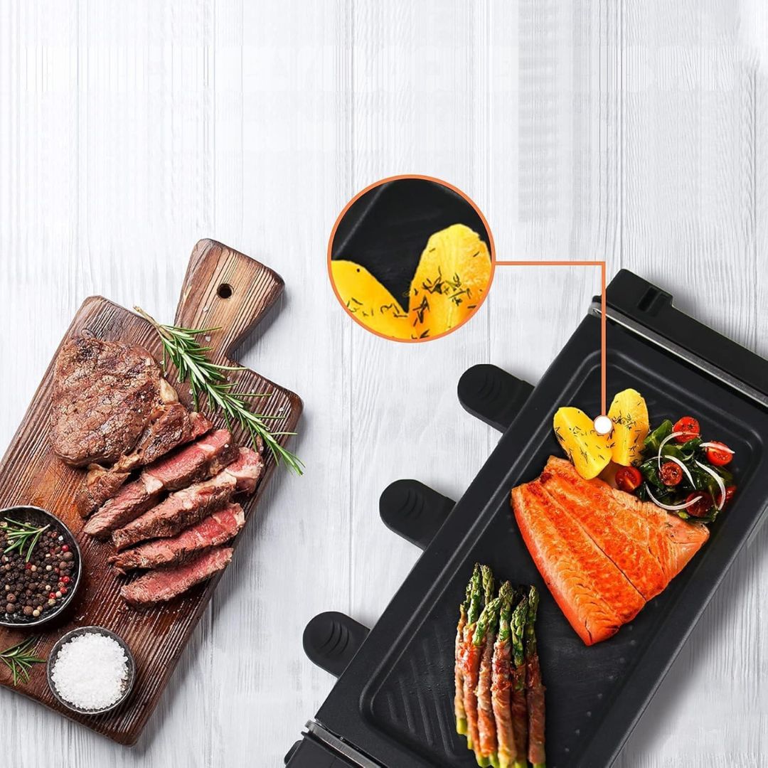 Elektryczny Mini Grill Raclette z Patelniami, Nieprzywierający 700W