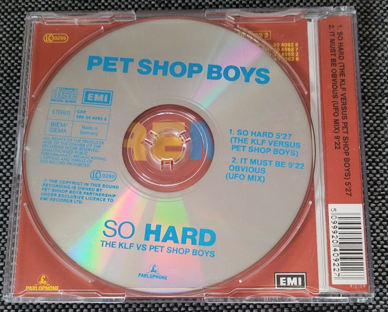 Pet Shop Boys So Hard [KLF Vs Pet Shop Boys] CD Maxi Single Sonopress
