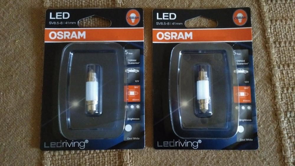 1 Lâmpada Osram LED 1W C5W Tubolar de 36 mm e 41 mm