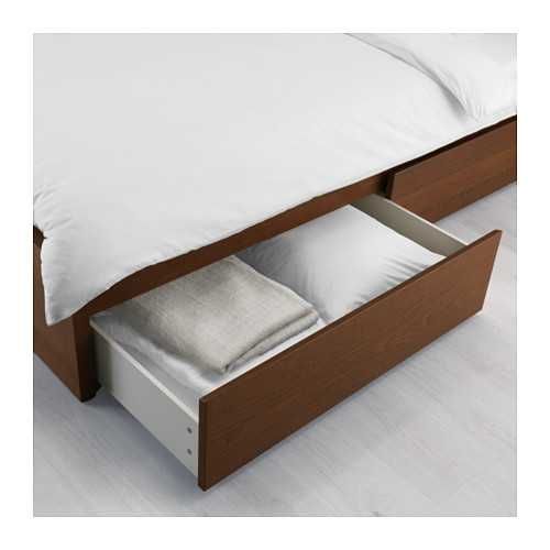 Łóżko IKEA Malm 90x200 brąz + dno Luroy + dwie szuflady STAN IDEALNY