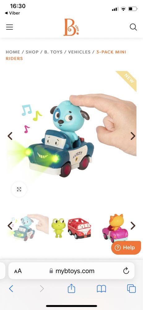 Battat b. Toys набір машинок з тваринками іграшка музична