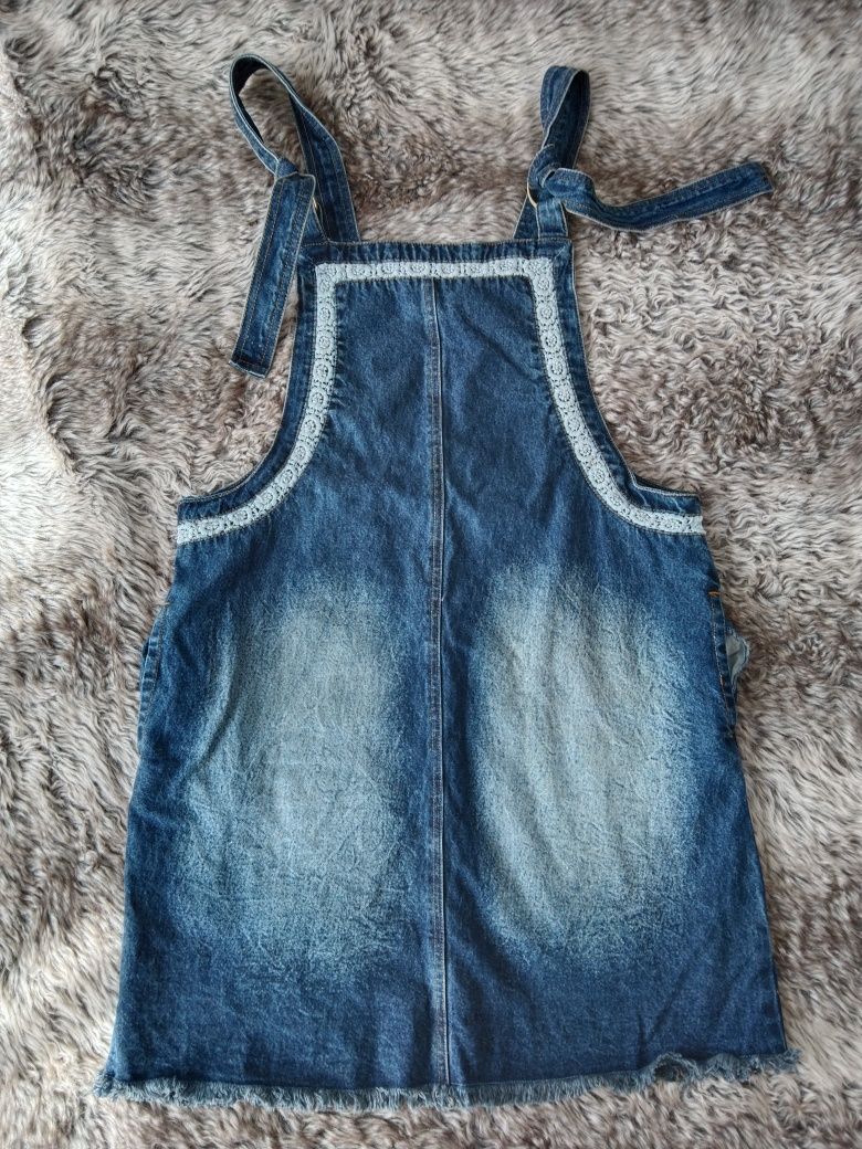 Sukienka spódnica jeansowa ogrodniczka niebieska granatowa 36 S