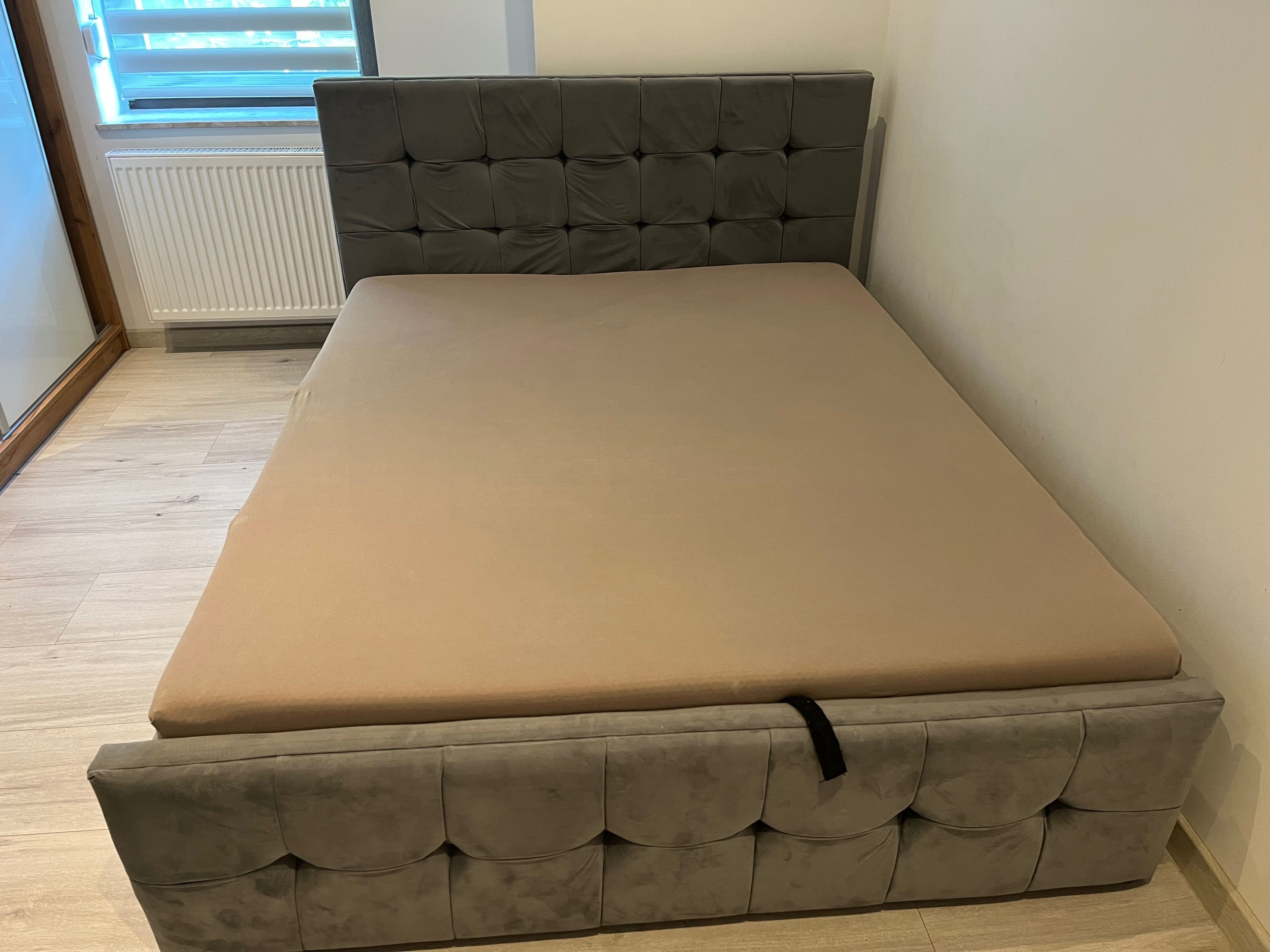 Łóżko+materac welurowe tapicerowane 160x200