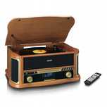 Gramofon Drewniany Wbudowane Głośniki Cd Kasety Bt Fm Dab Usb Aux