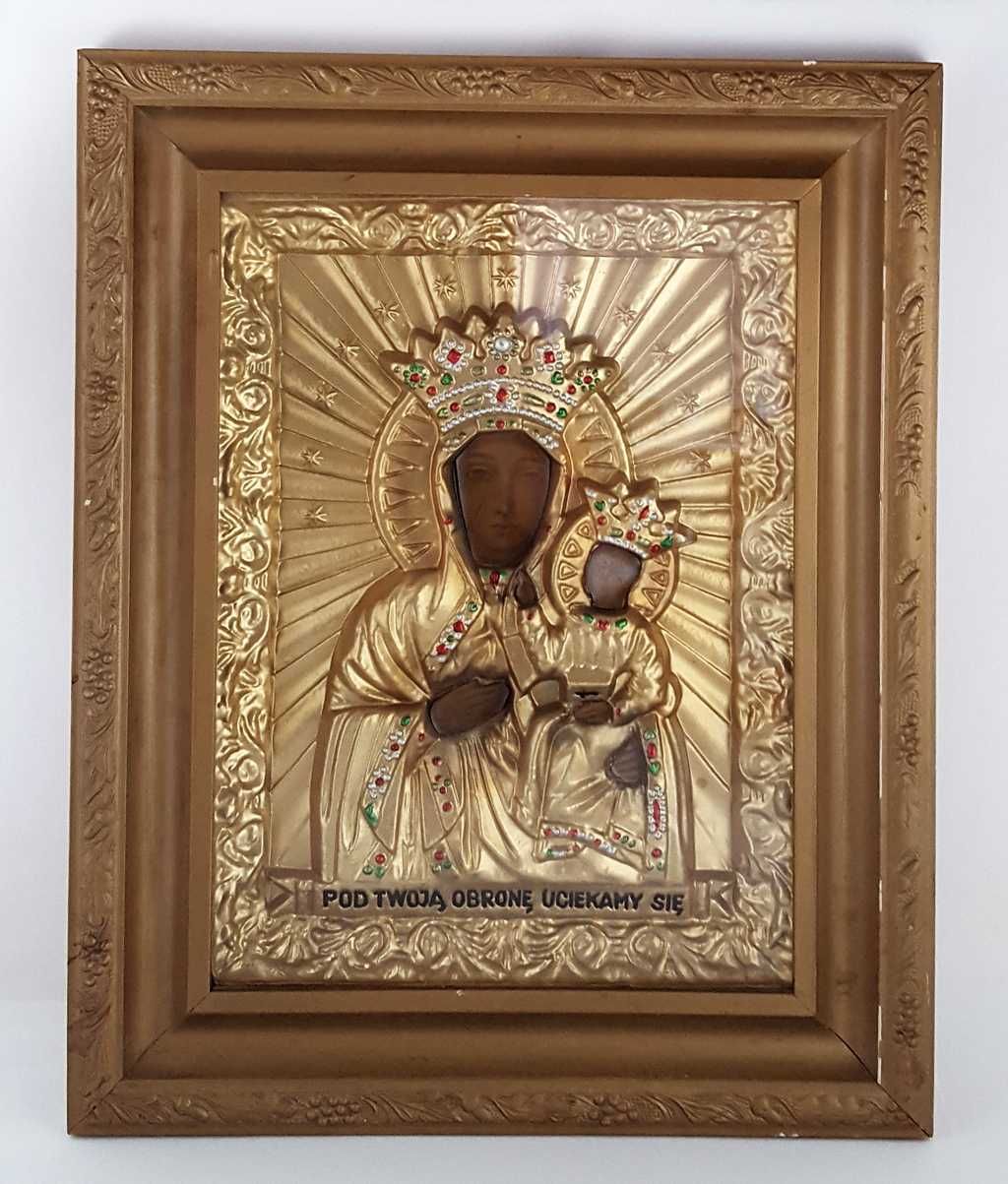 Polska ikona posagowa obrazu Matki Bożej Częstochowskiej