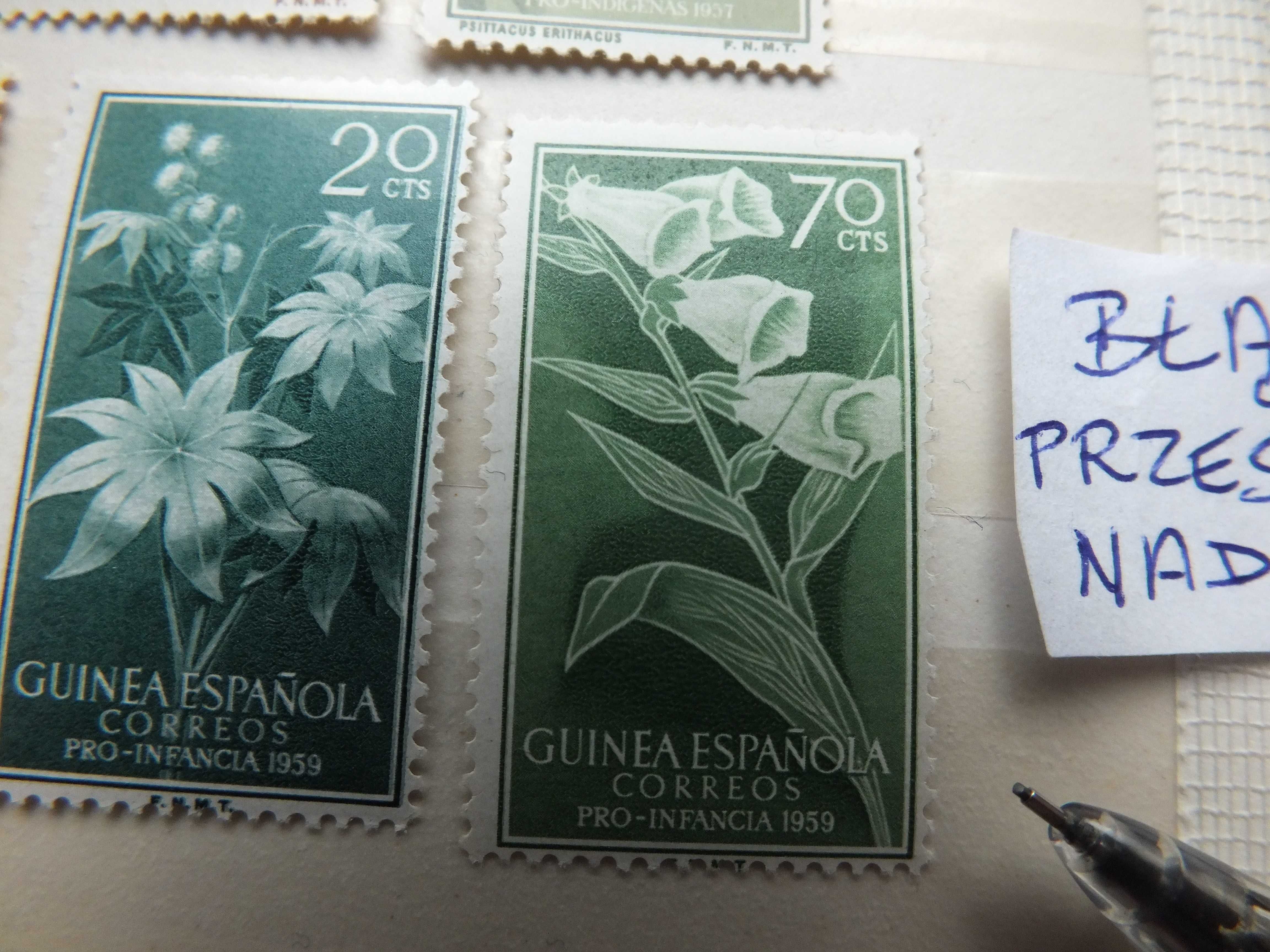 10szt. znaczki serie BŁĄD 1957/1958 Kolonie Hiszpania GWINEA czyste **