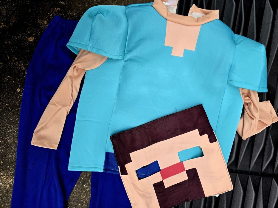 Nowy super strój przebranie dla dzieci Steve z Minecraft rozmiar L