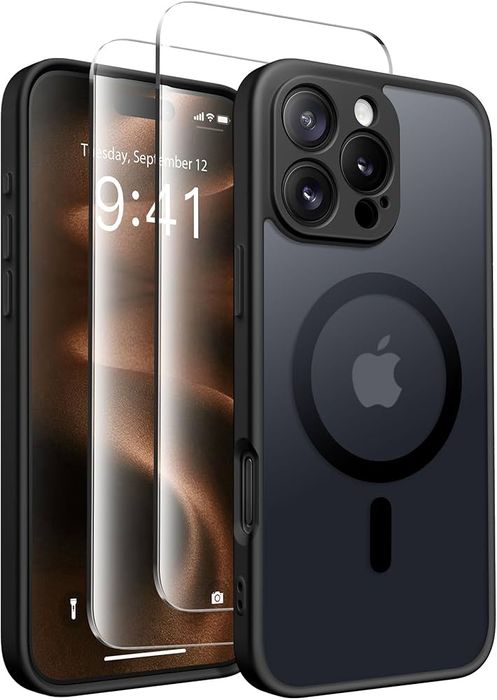 Etui magnetyczne CAPRARO iPhone 16 Pro Max MagSafe Czarne + 2x szkło