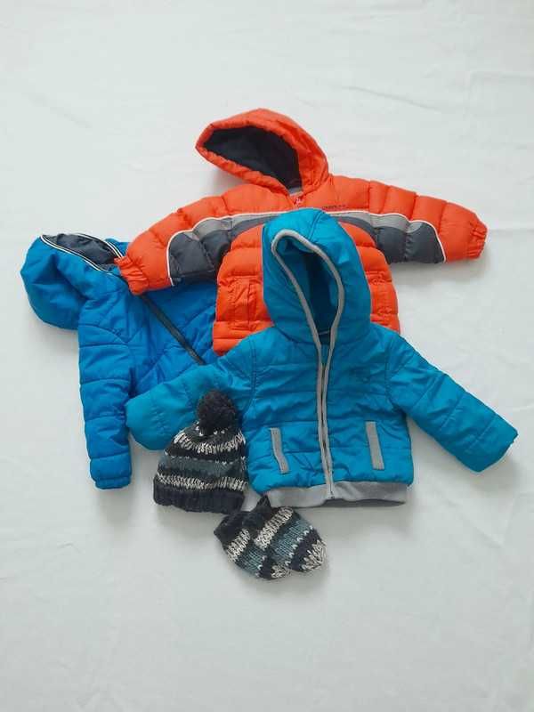 Zestaw paczka dziecięcych kurtek + czapka i rękawiczki