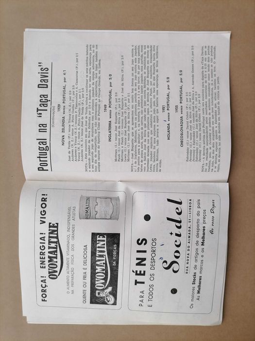 Programa TÉNIS - Taça Davis 1963 e Torneio Internacional de Ténis 1948
