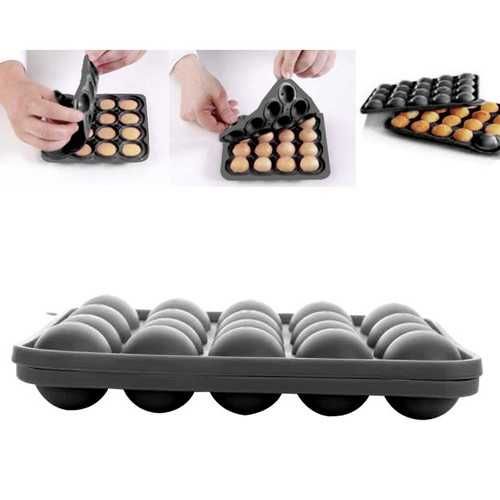 Forma silikonowa do ciastek i lizaków – 20 kulek + patyczki