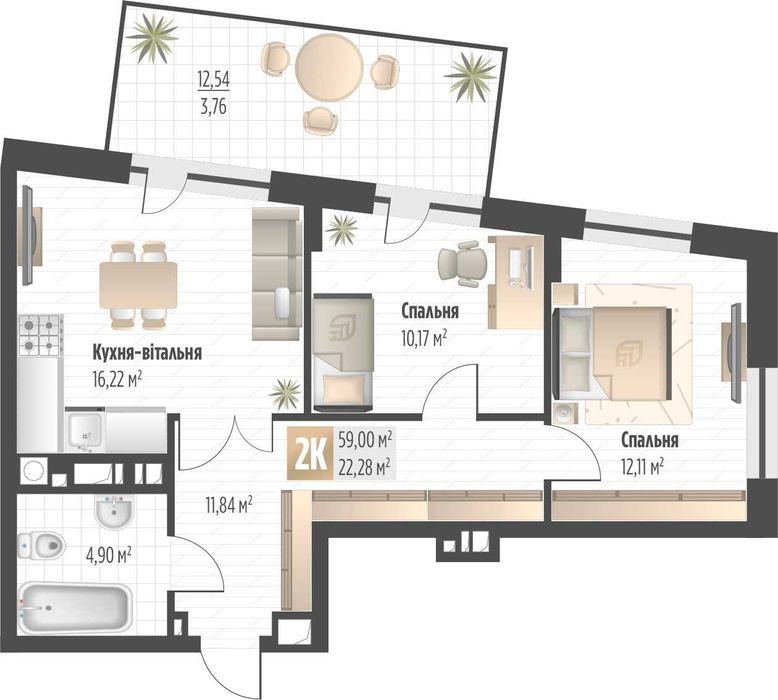 Продаж 2 кім. квартири SOUL PARK вул П. Орлика 59 кв.м