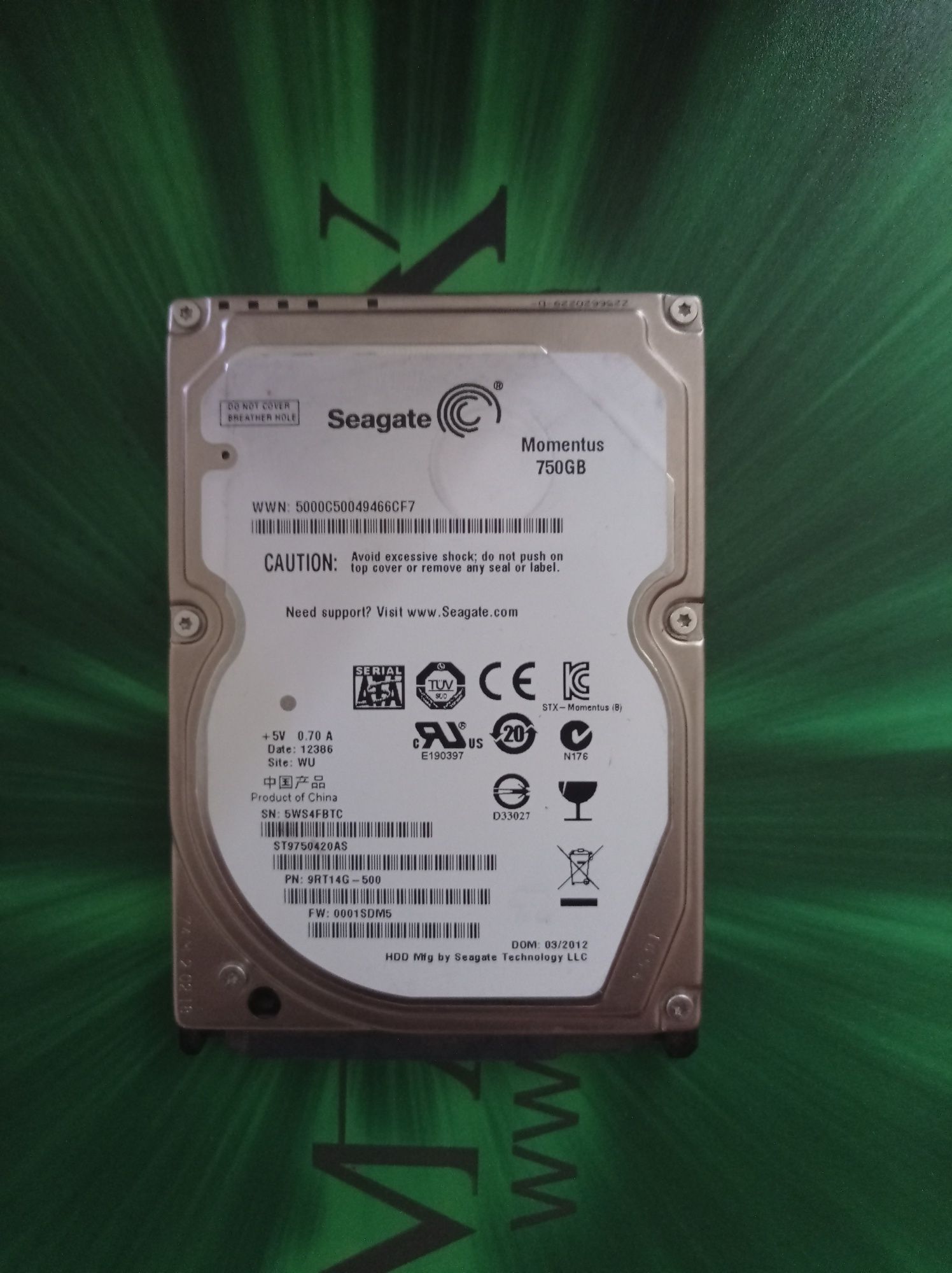 Жетский диск HDD Seagate 750Gb 2,5 для ноутбука/нетбука кармана