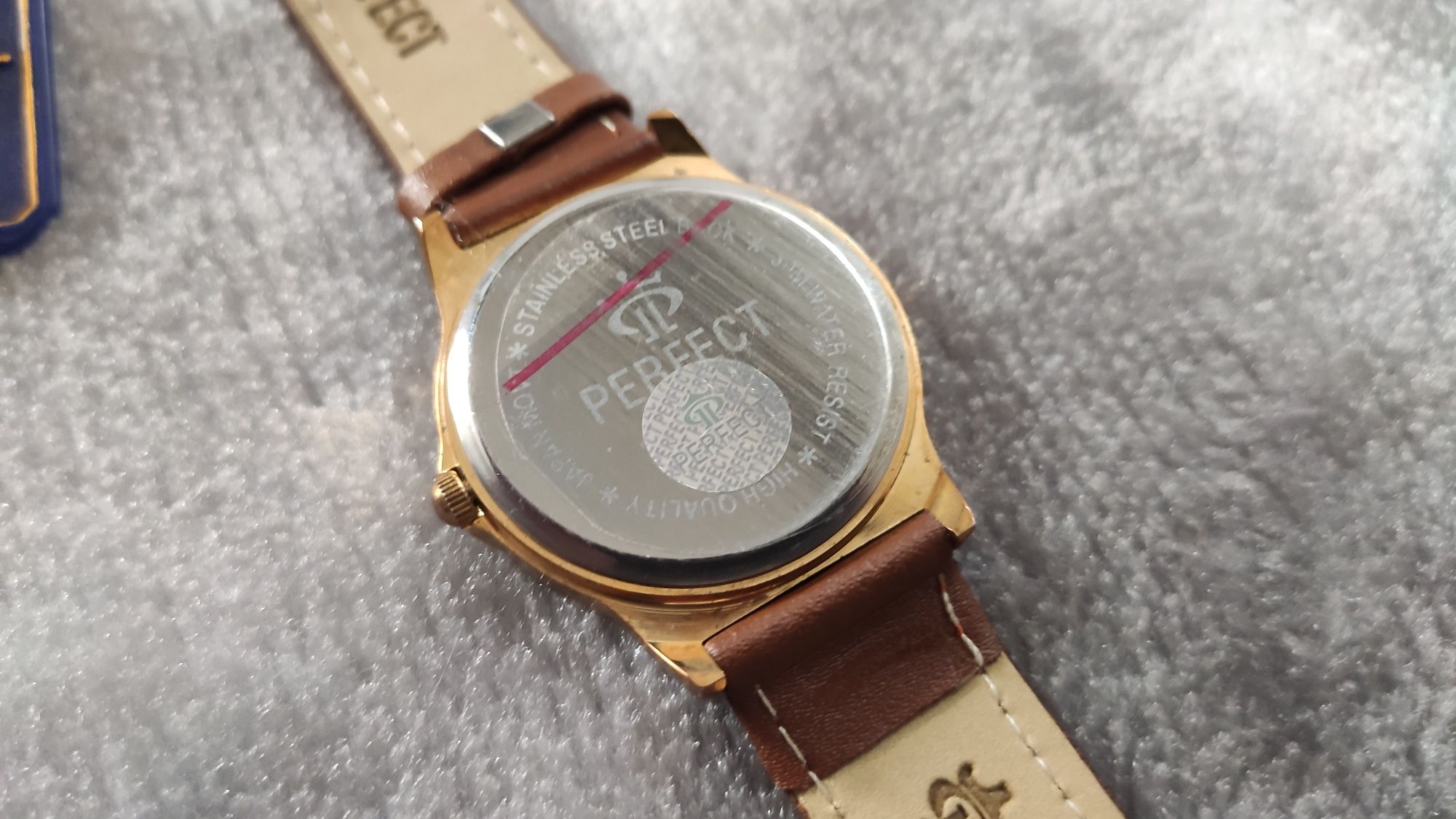 Zegarek ręczny męski Perfect stal nierdzewna, skórzany pasek Japan 30m