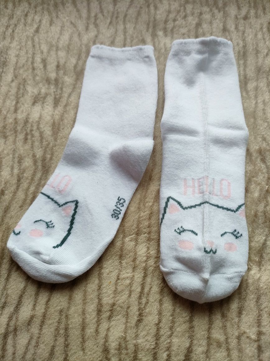 Białe skarpetki 30-35 skarpetki kotki skarpety koty hello cat socks