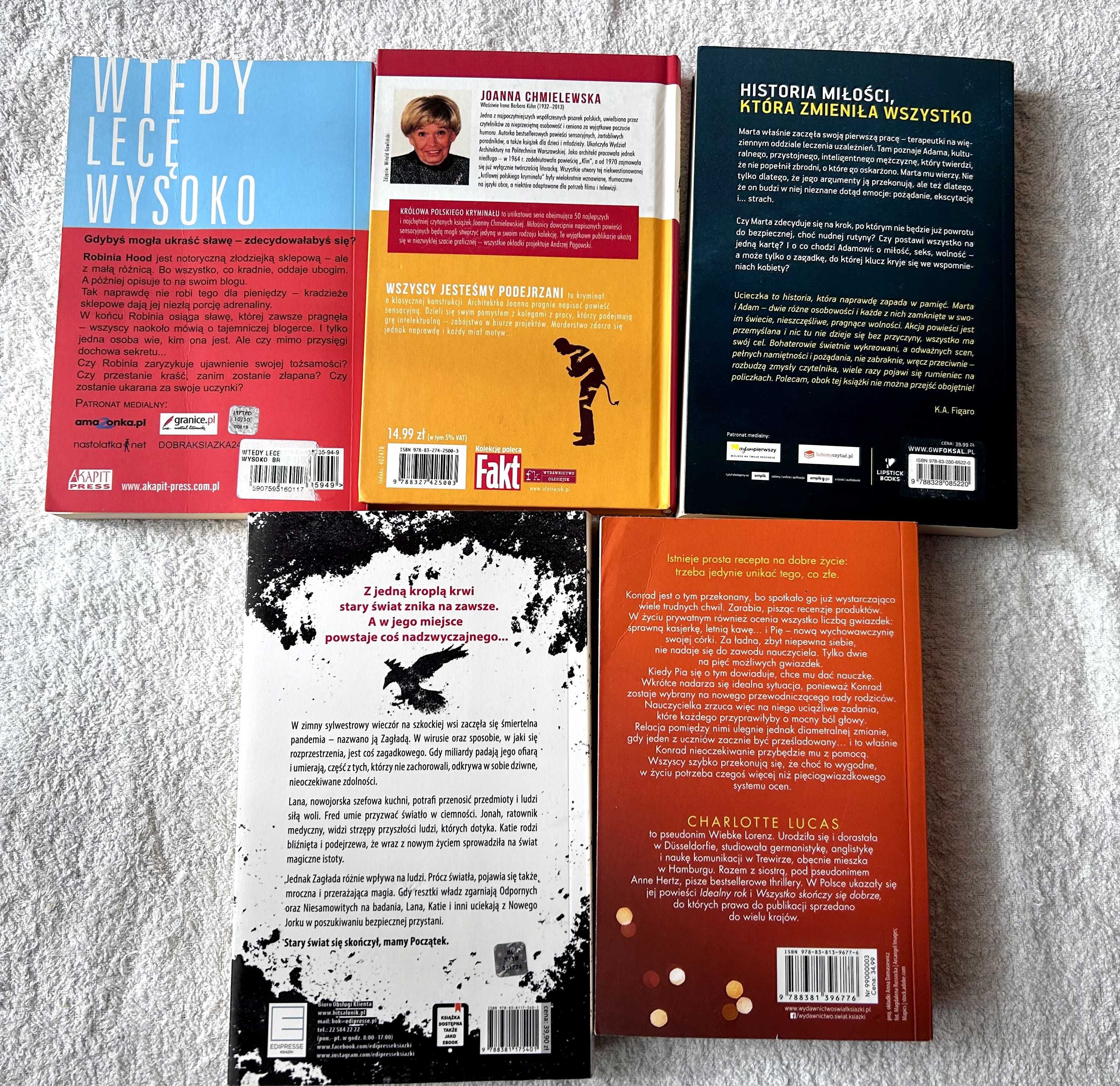 Zestaw 5 książek Nora Roberts, Chmielewska, Ada Nowak, Lucas, Freeman