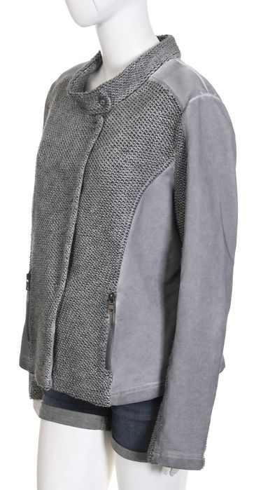 TAIFUN modny szary blezer damski z dżerseju z dzianiną pętelkową 46 48