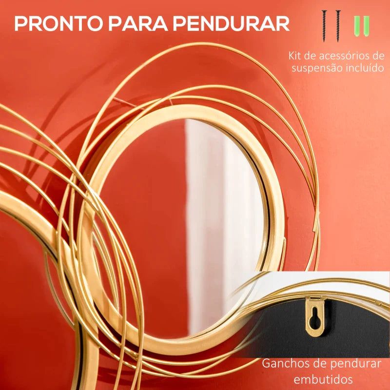 Conjunto de 4 Espelhos de Parede Belle com efeito 3D Dourado