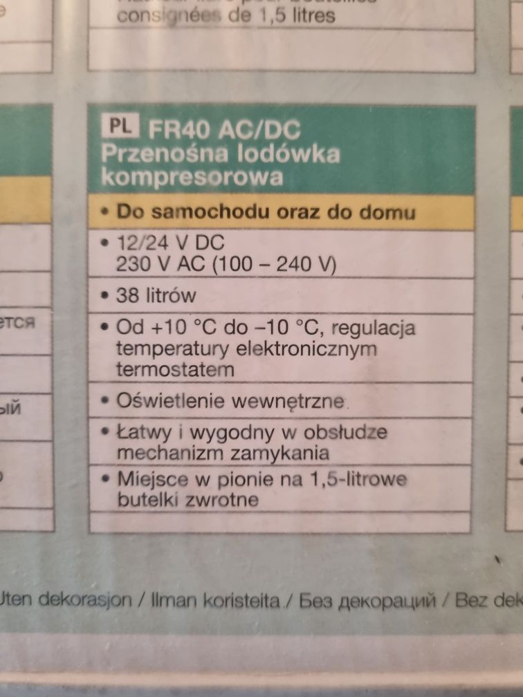 Duża Lodówka kompresorowa FR40 12/24/230V 38l - MobiCool