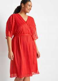 B.P.C Czerwona sukienka szyfonowa 44.