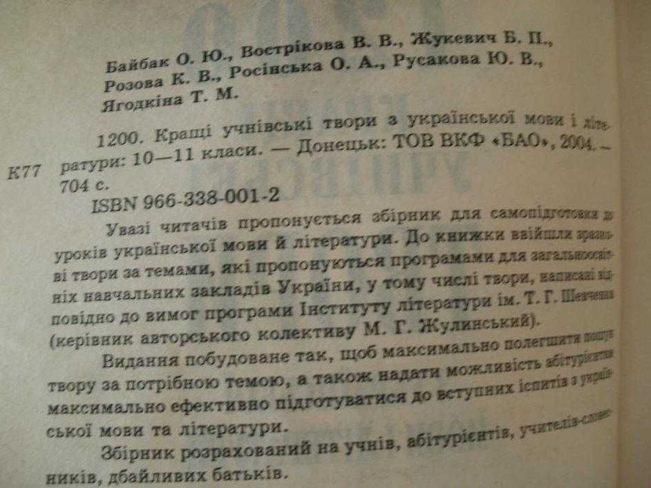 Кращі учнівські твори з української мови і літератури