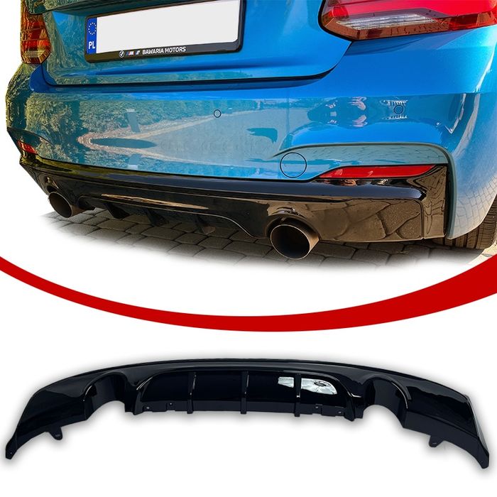 BMW F22 F23 Tylny Dyfuzor Dokładka Zderzaka Spoiler Czarny Połysk