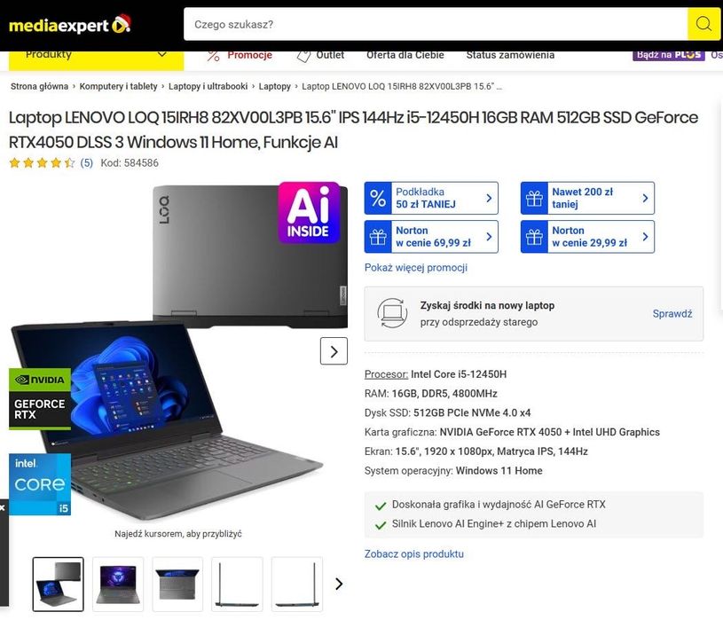 Lenovo LOQ 15 i5-12450H / RTX 4050