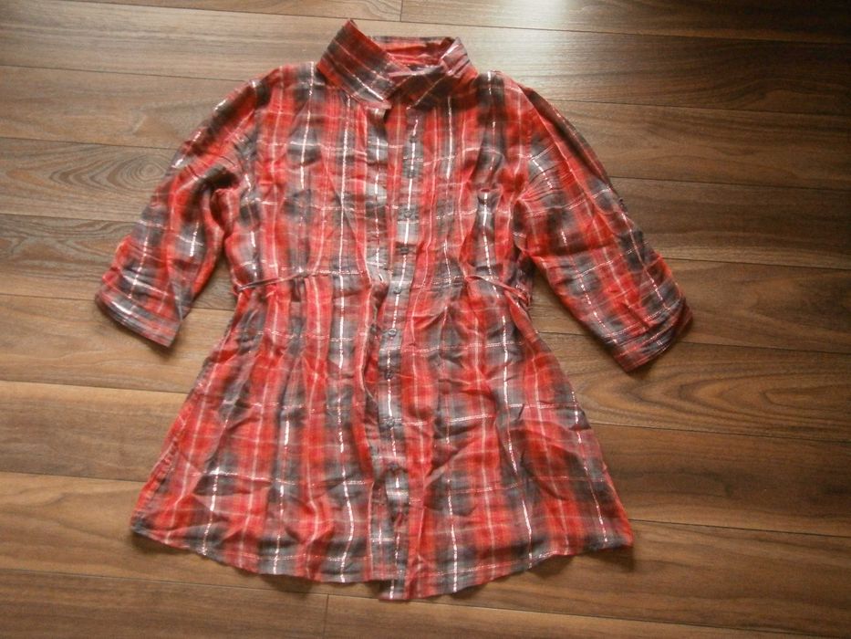 Długa koszula Amisu tunika czerwona w kratkę 40 L