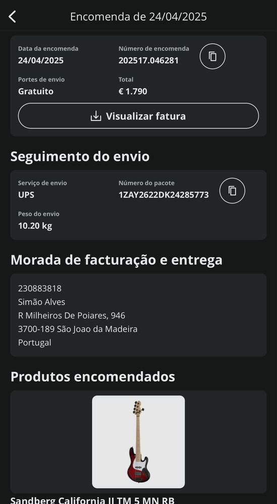 Baixo sanberg california ll TM 5 MN RB