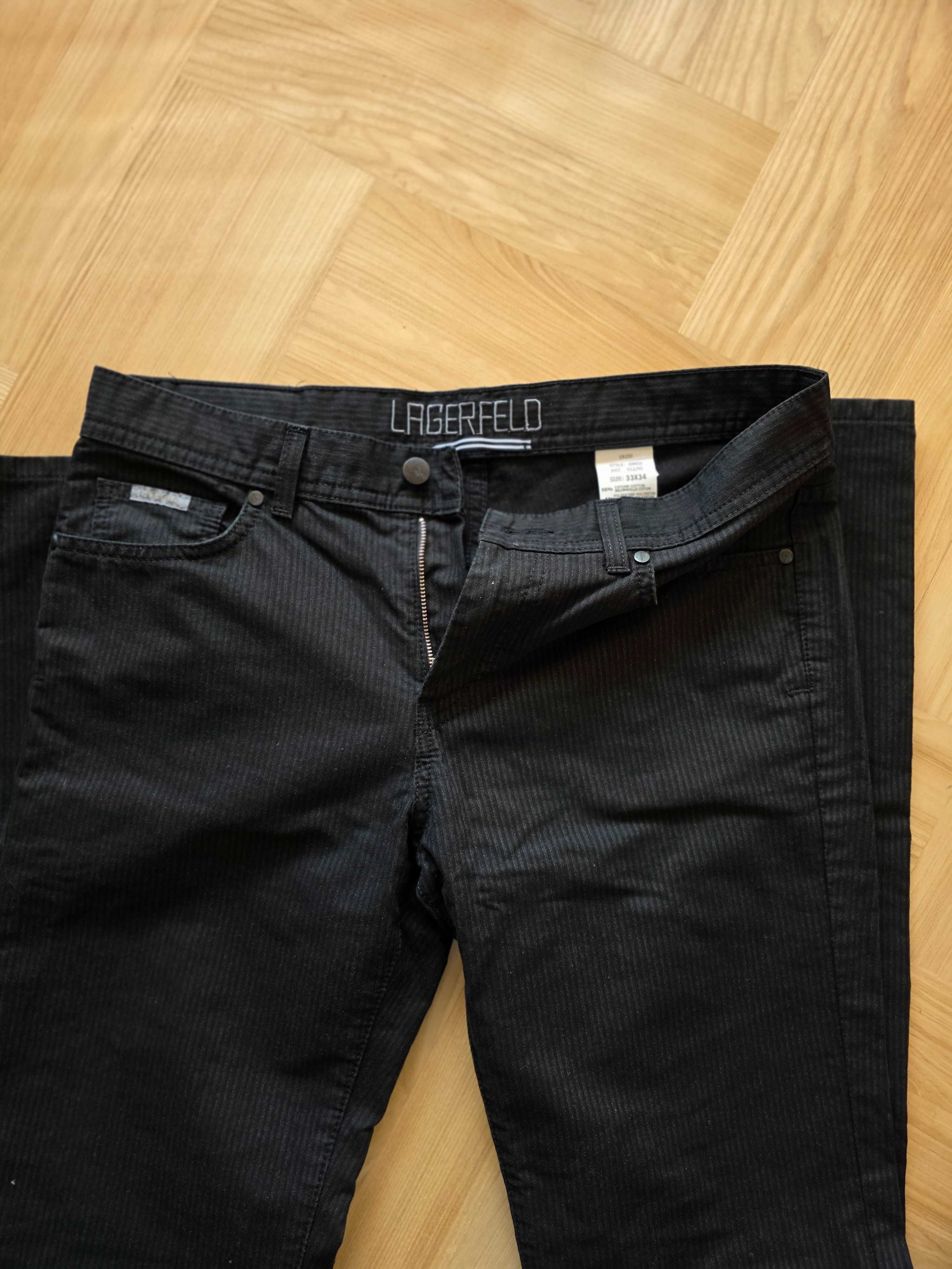 Spodnie męskie Karl Lagerfeld, czarne, rozm. 33/34 w b. dobrym stanie