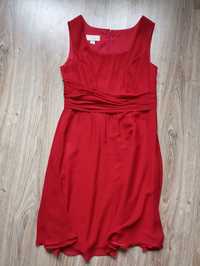 Sukienka czerwona tiul 42 XL damska suwak wesele