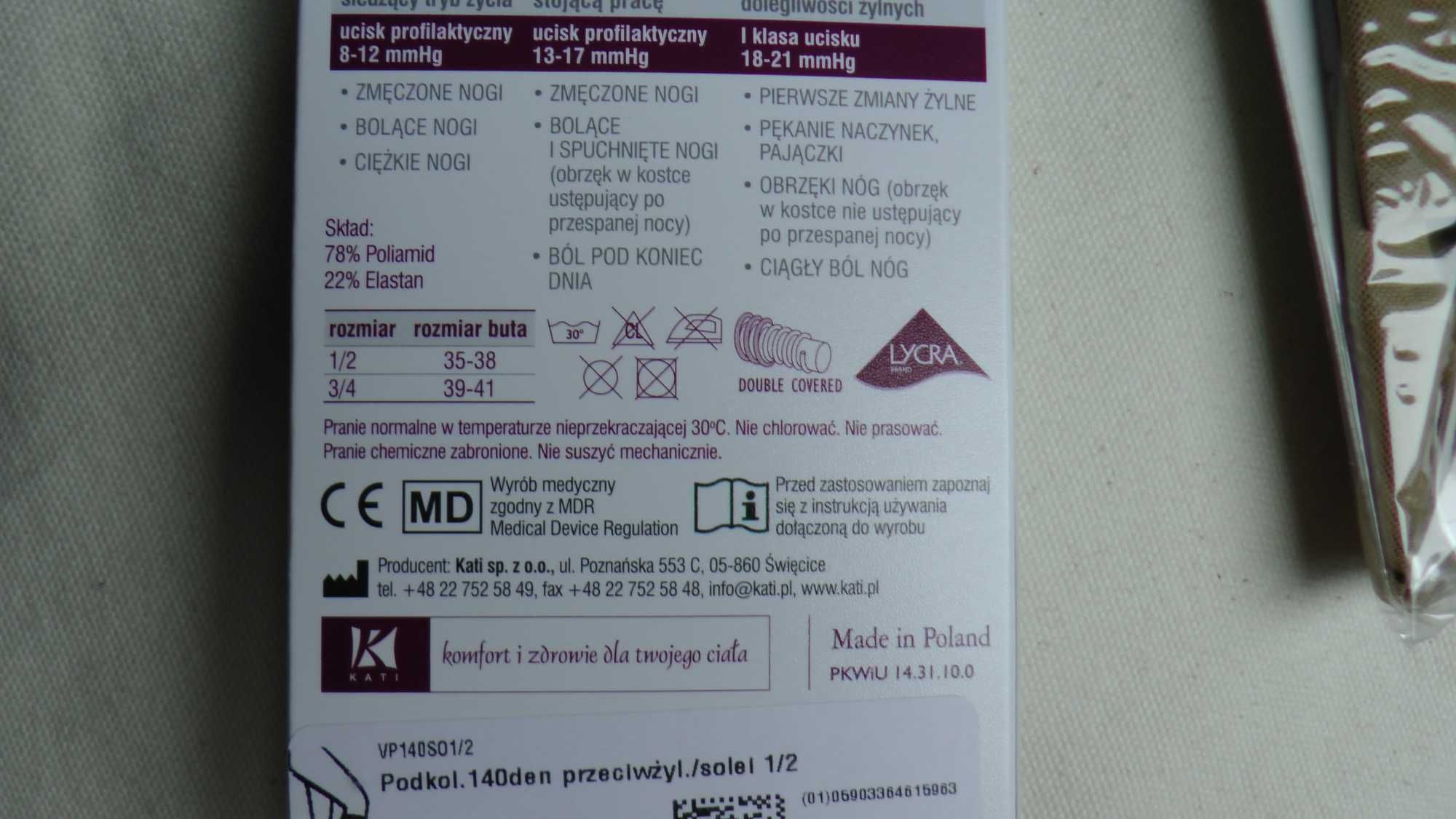 P/żylakowa podkolanówki ucisk roz 1/2 kl. ucisku I Veera 140DEN Solei