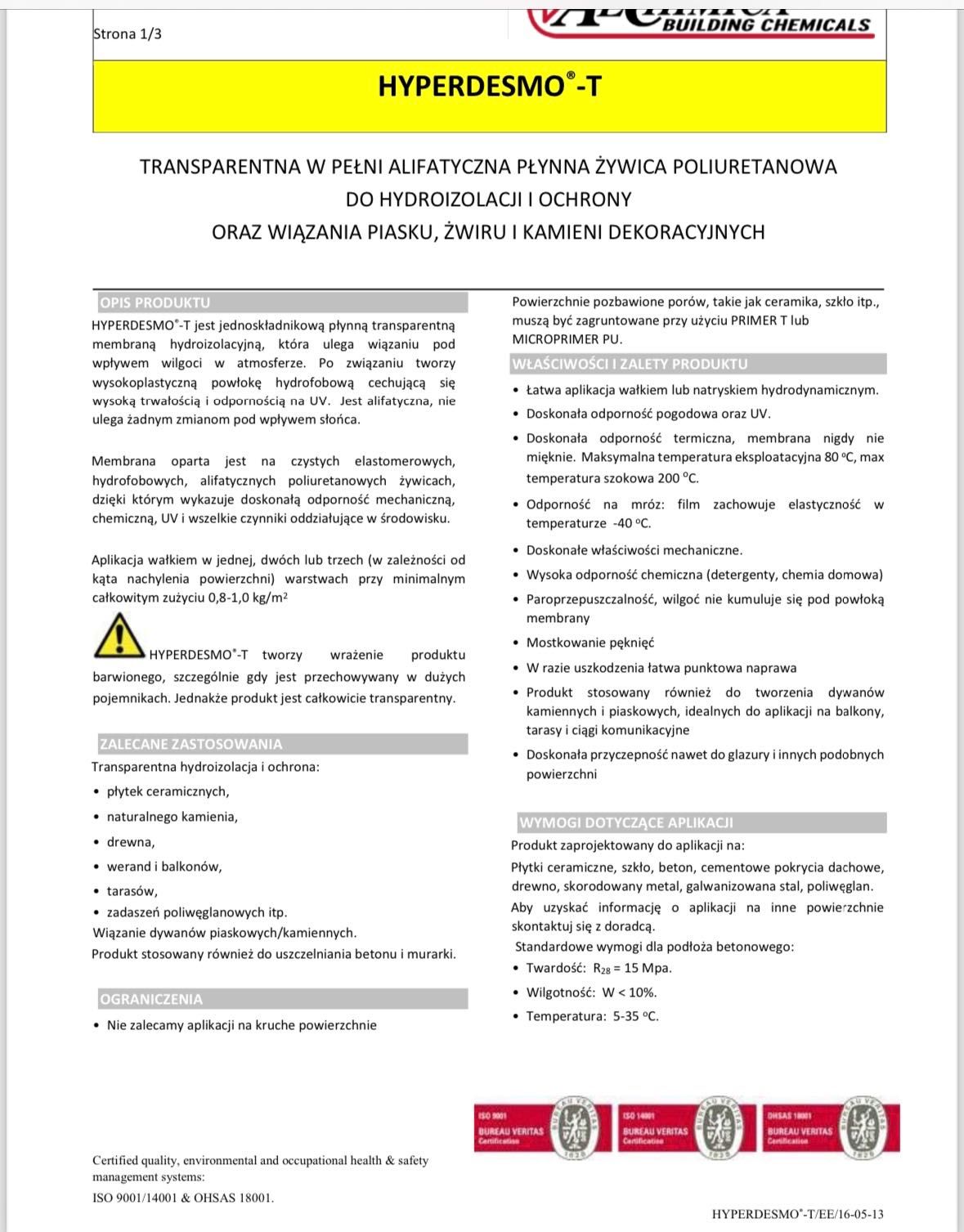 Żywica poliuretanowa Hyperdesmo T 20l