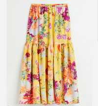 Długa spódnica H&M nowa bez metki okazja r. M kwiaty żółta lato
