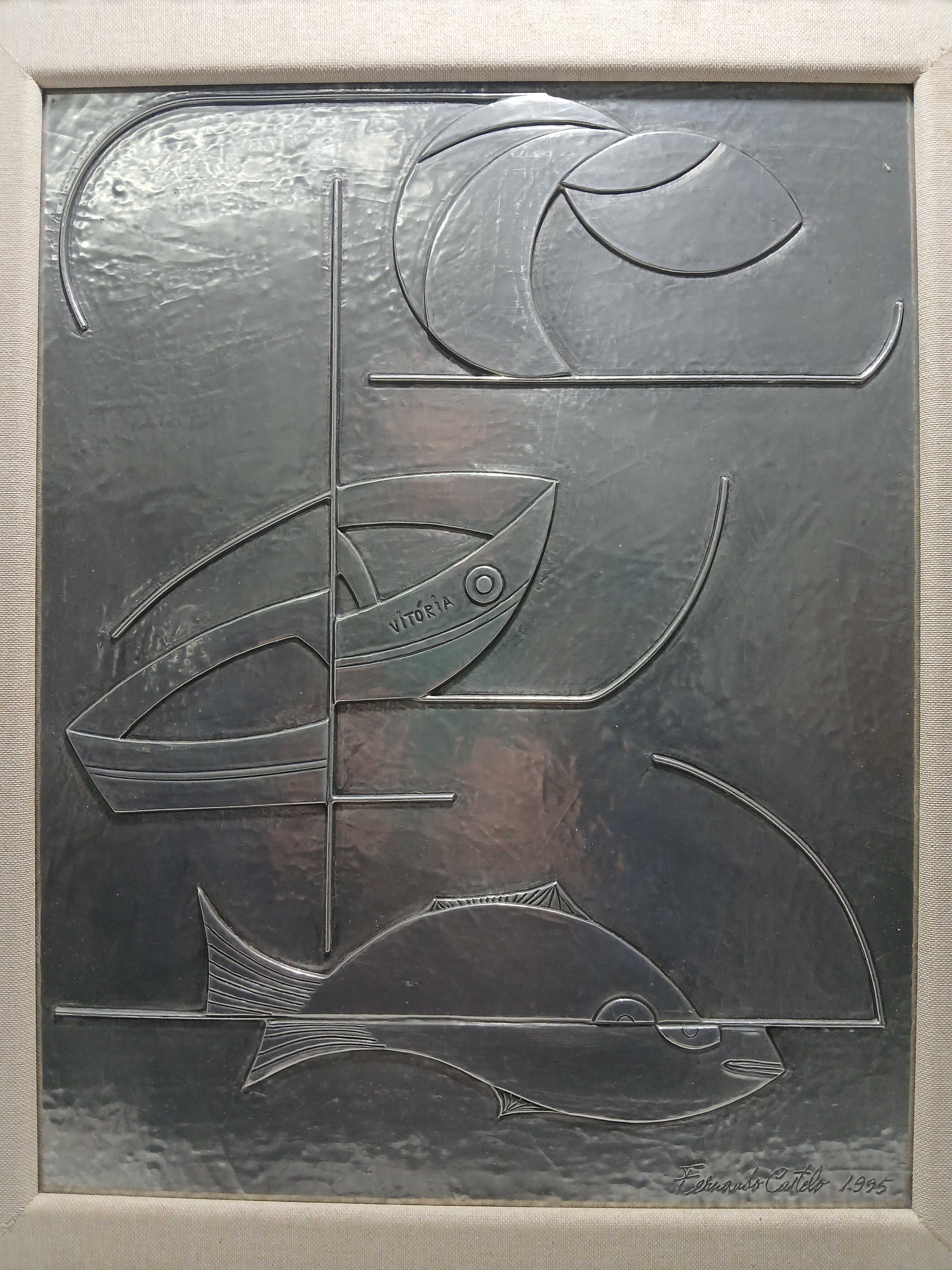 Quadro Estanho - Peixes - Modernista - Vitória - Fernando Castelo 1995