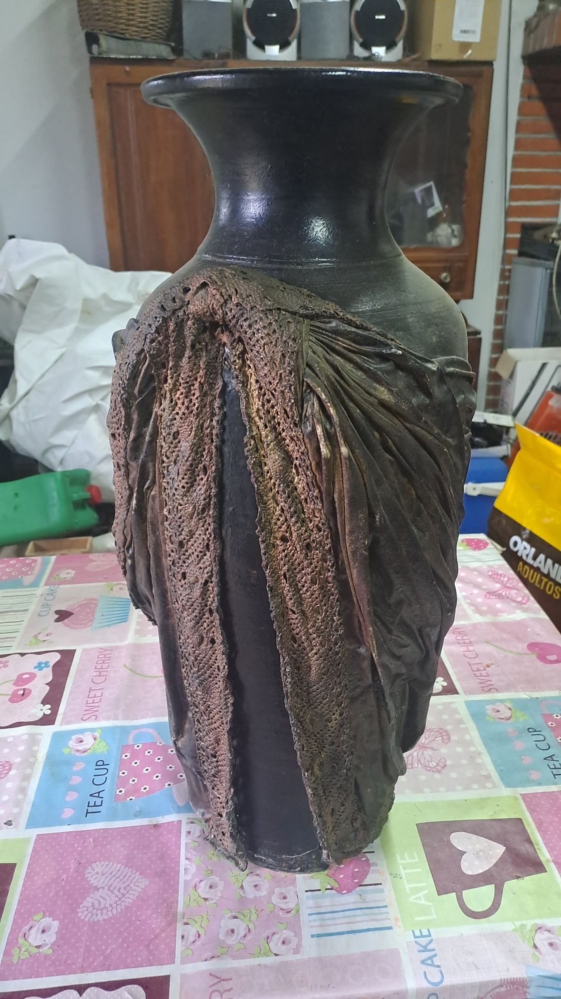 Pote decoracao com aplicação  textile