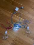Lampa loftowa wisząca kolorowe kable