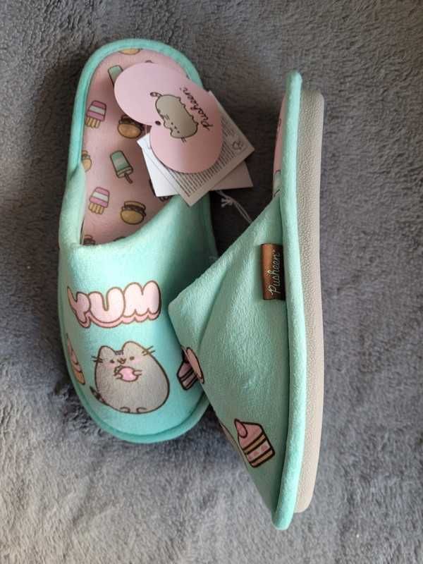 Kapcie Pusheen rozm. 38 miętowe yum z kotem koty kot nowe z metkami
