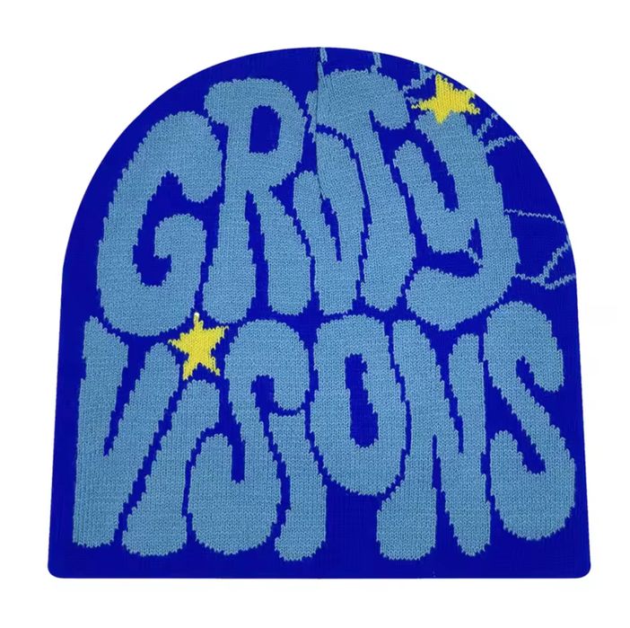 Y2K GRVTY VISIONS Oversize Beanie | Стрітвір В'язана Шапка Унісекс