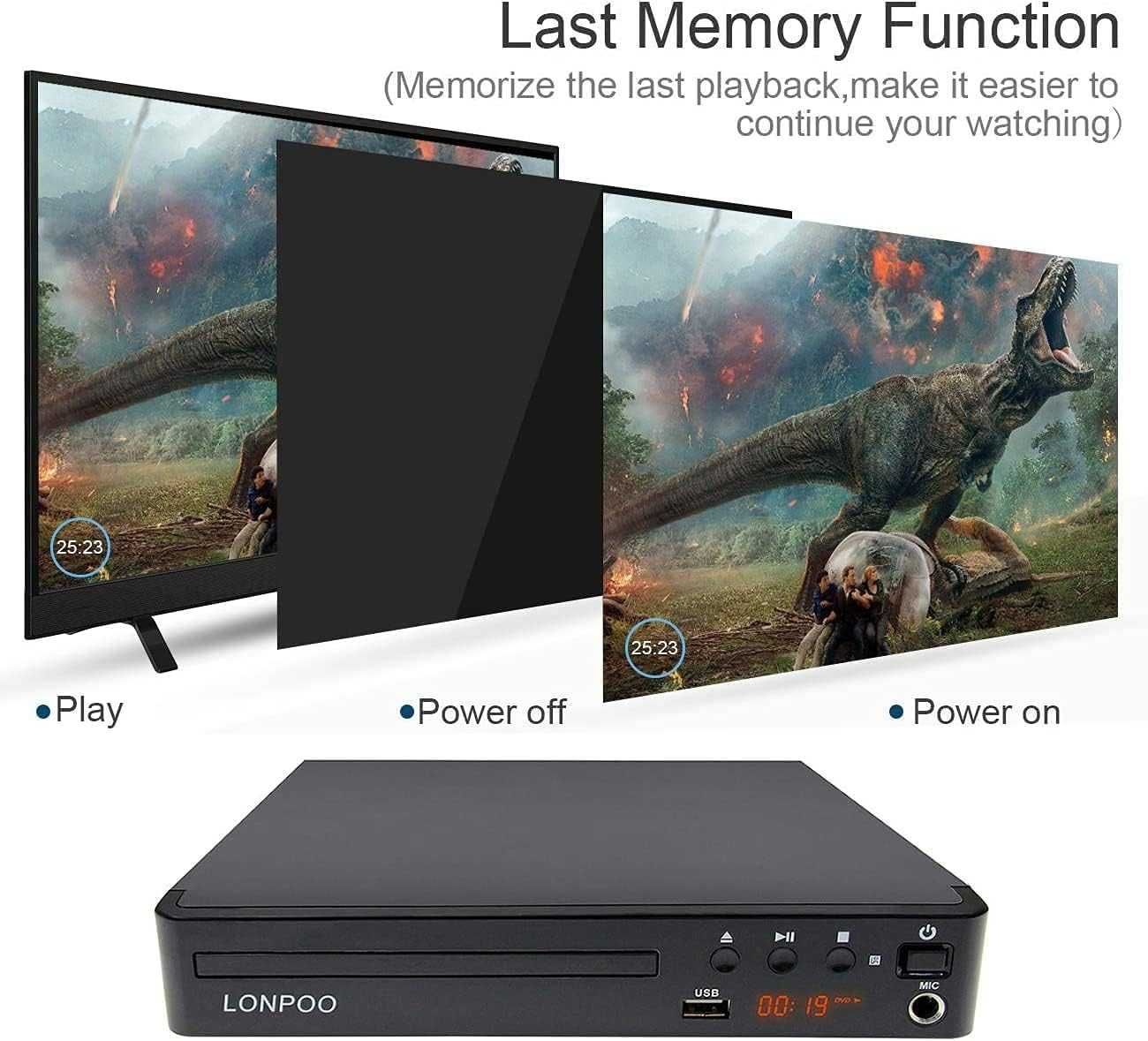 LONPOO DVD PLAYER LP-099 odtwarzacz DVD wielofunkcyjny zestaw