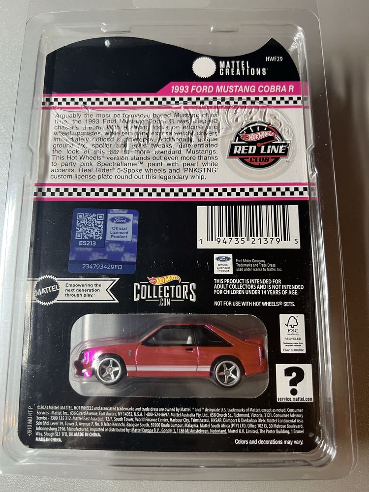 Hot Wheels RLC 1993 Ford Mustang Cobra R